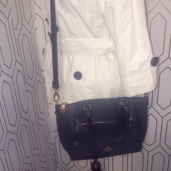 Coach Polished Black Leather  Elise Satchel with Gold Accents - Picture 16 of 16